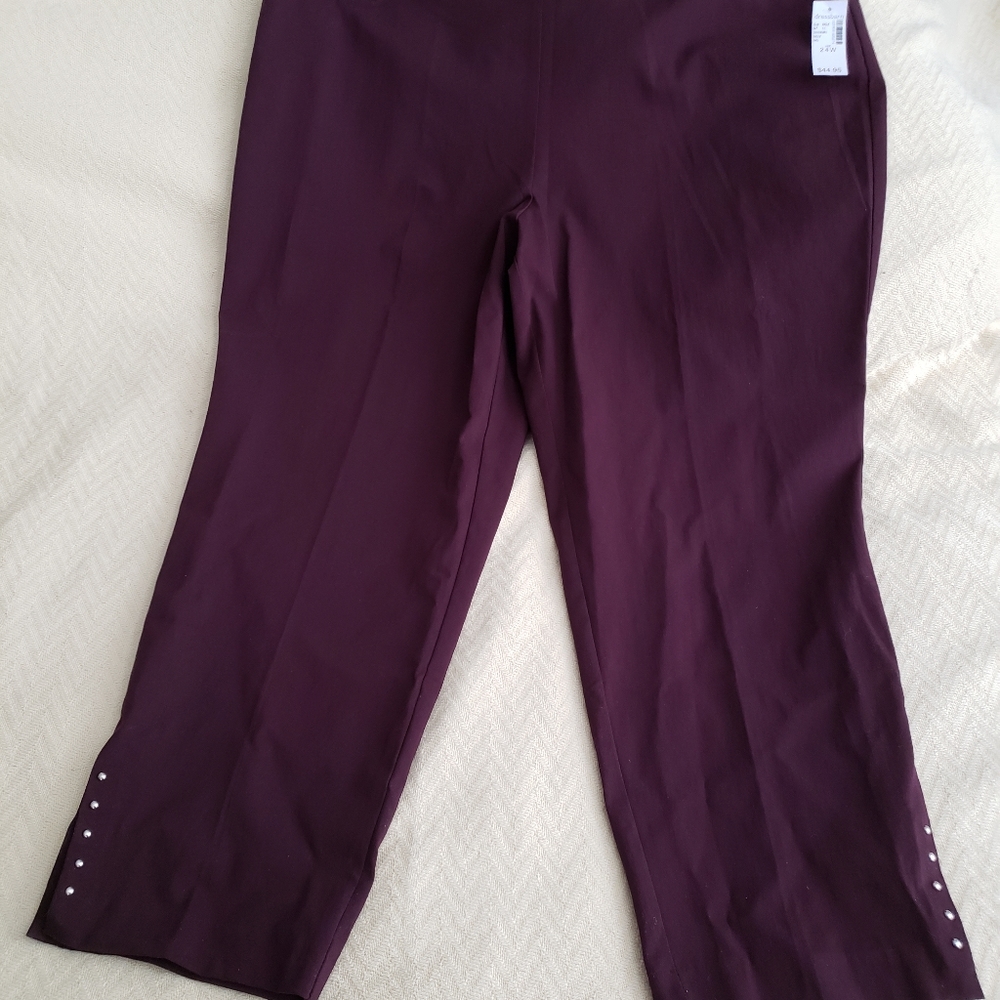 C8,634 Roz & Ali Stretch Pants Burgundy